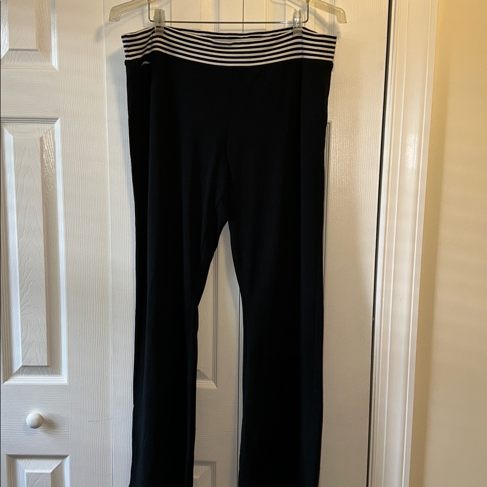 Lauren Active Wear Black Striped Waistband Pants